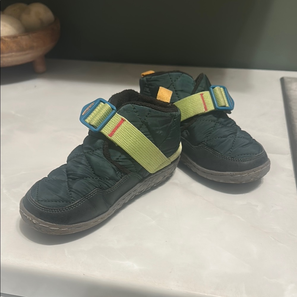 Kids Quilted Slip-On Shoes with Green Accent Strap